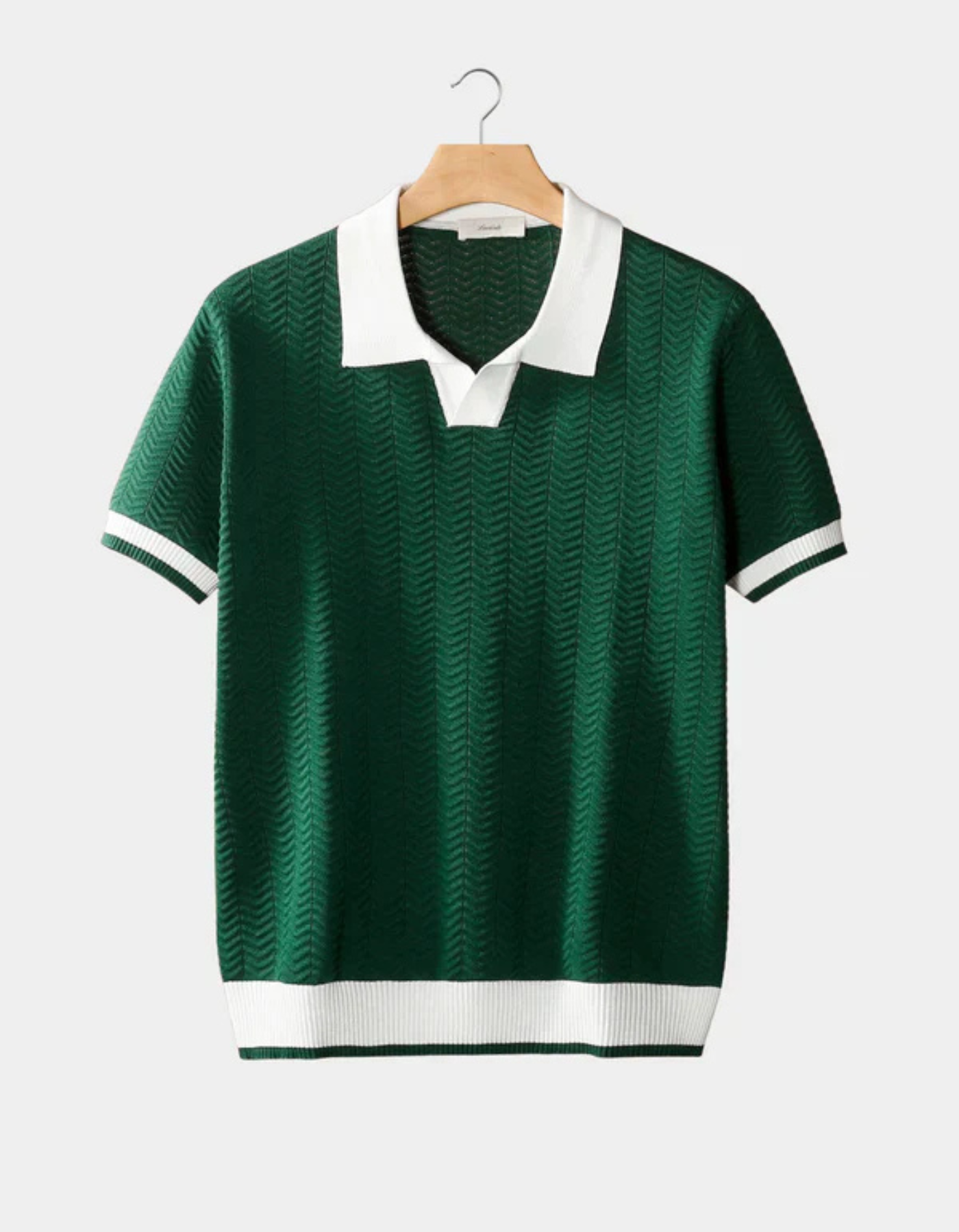 Alessio – Contrasting collar – Cable knit polo shirt-10161722753367-Cedar Noire