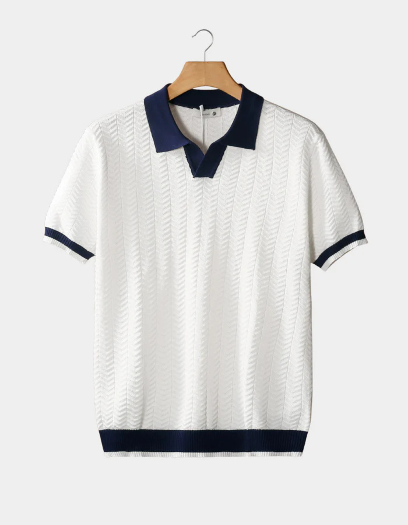 Alessio – Contrasting collar – Cable knit polo shirt-10161722753367-Cedar Noire