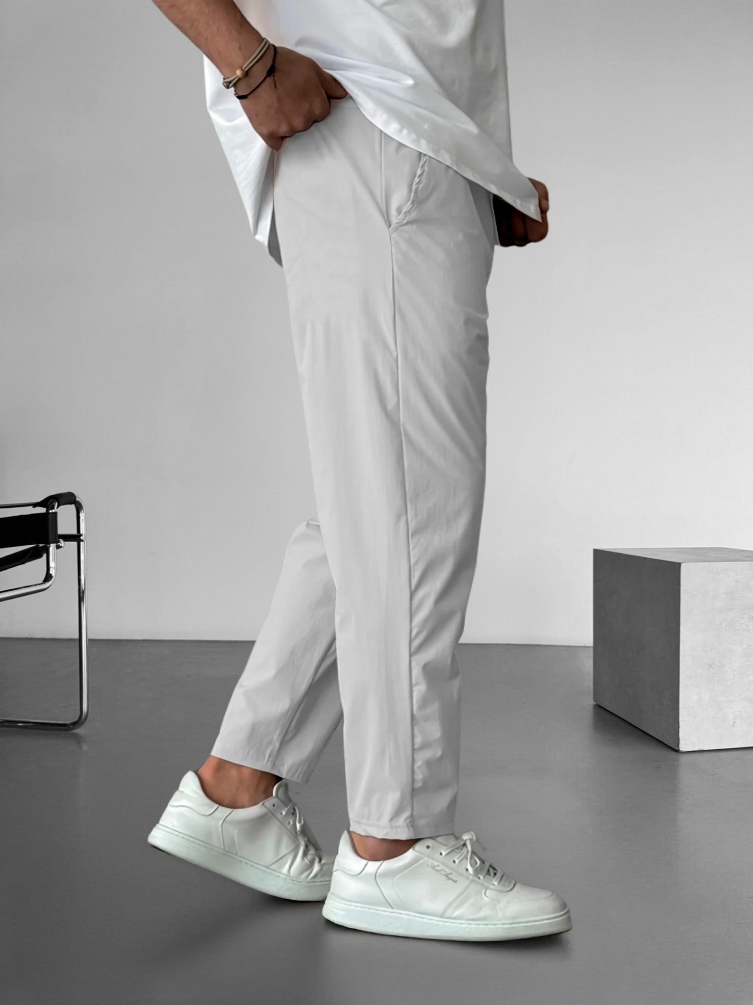 Asher – Relaxed fit – Drawstring straight-leg pants-10161974214999-Cedar Noire