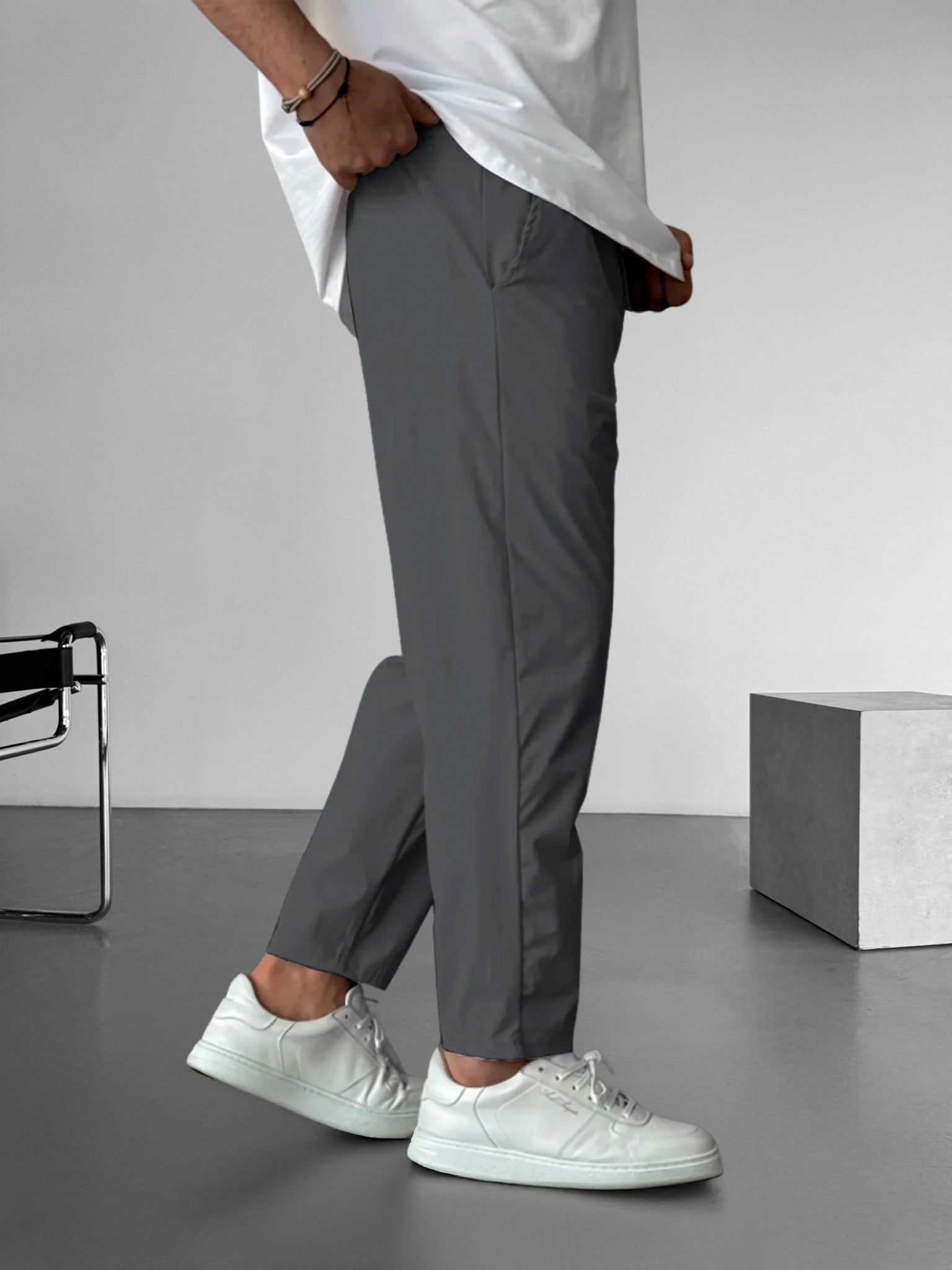 Asher – Relaxed fit – Drawstring straight-leg pants-10161974214999-Cedar Noire