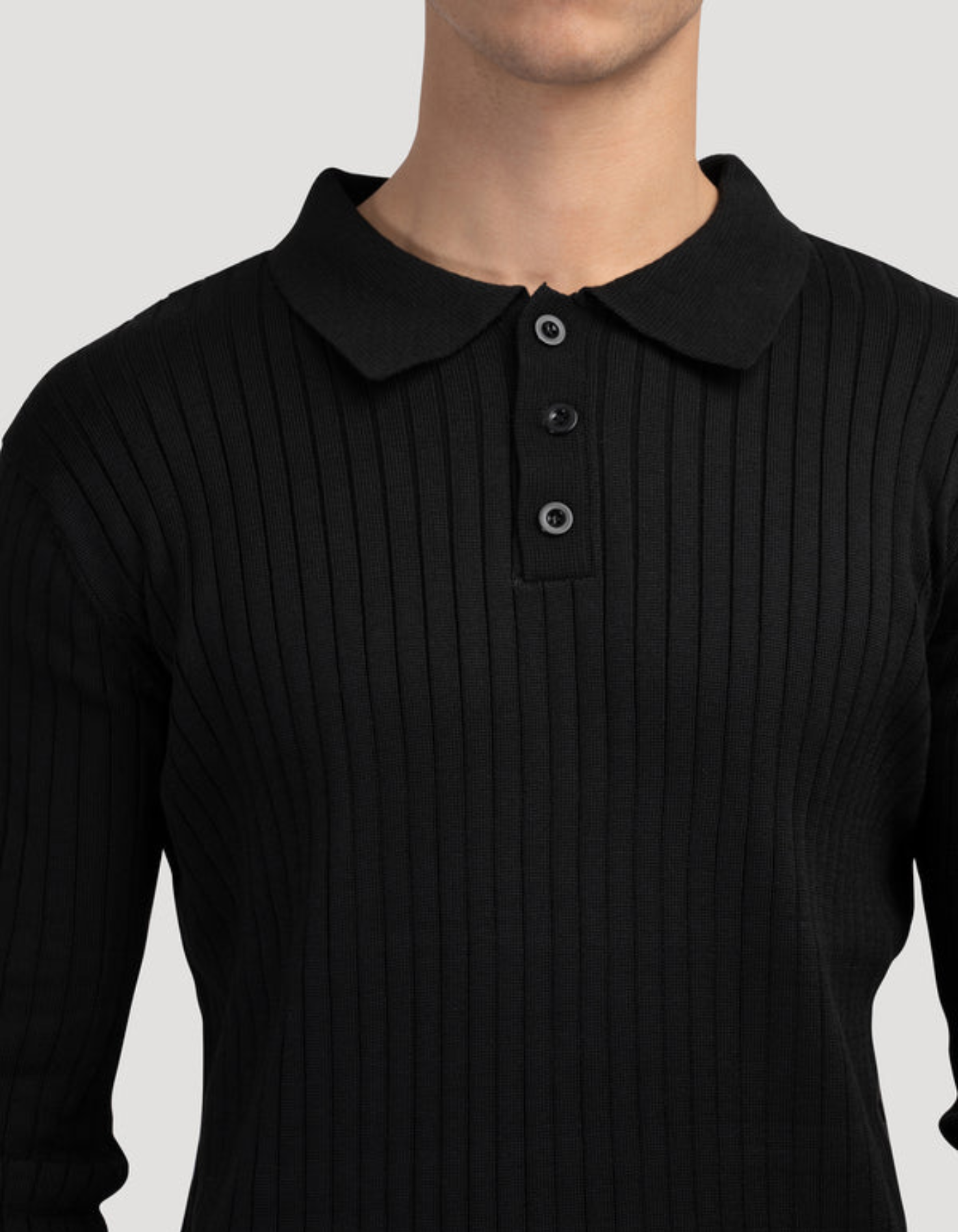 Bravento – Refined rib texture – Long sleeve polo shirt-10174555685207-Cedar Noire