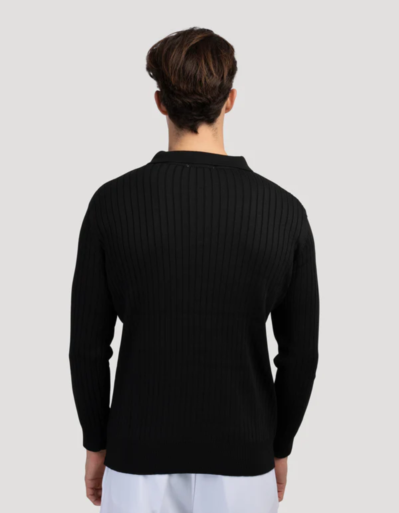 Bravento – Refined rib texture – Long sleeve polo shirt-10174555685207-Cedar Noire