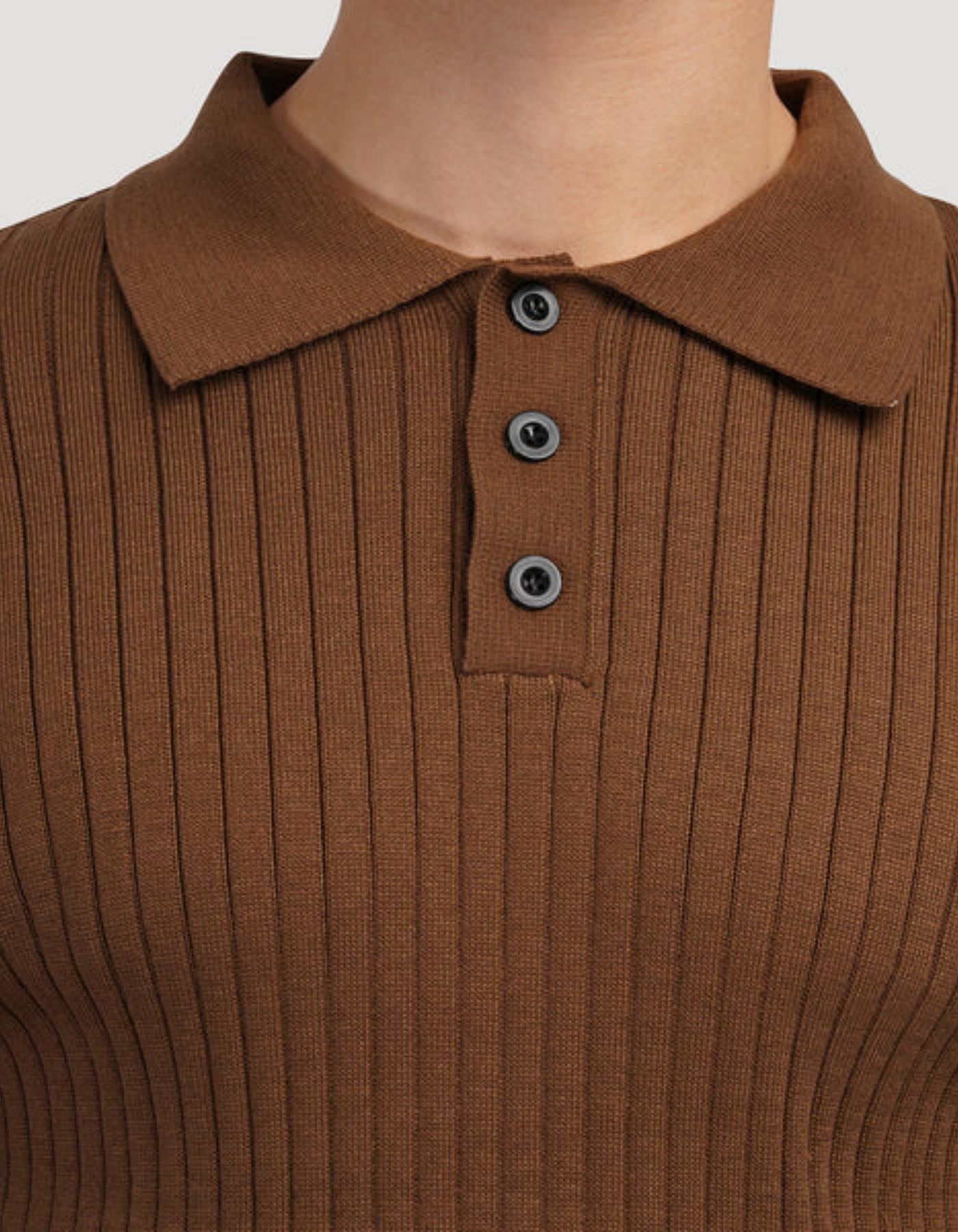 Bravento – Refined rib texture – Long sleeve polo shirt-10174555685207-Cedar Noire