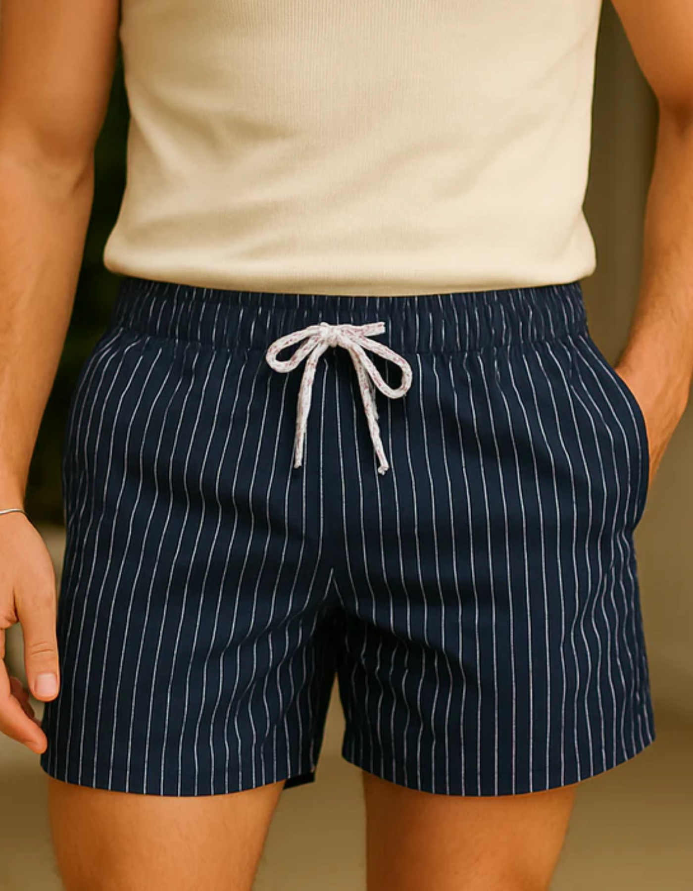 Calvin – Striped Poolside - Swim Shorts-10171611087191-Cedar Noire