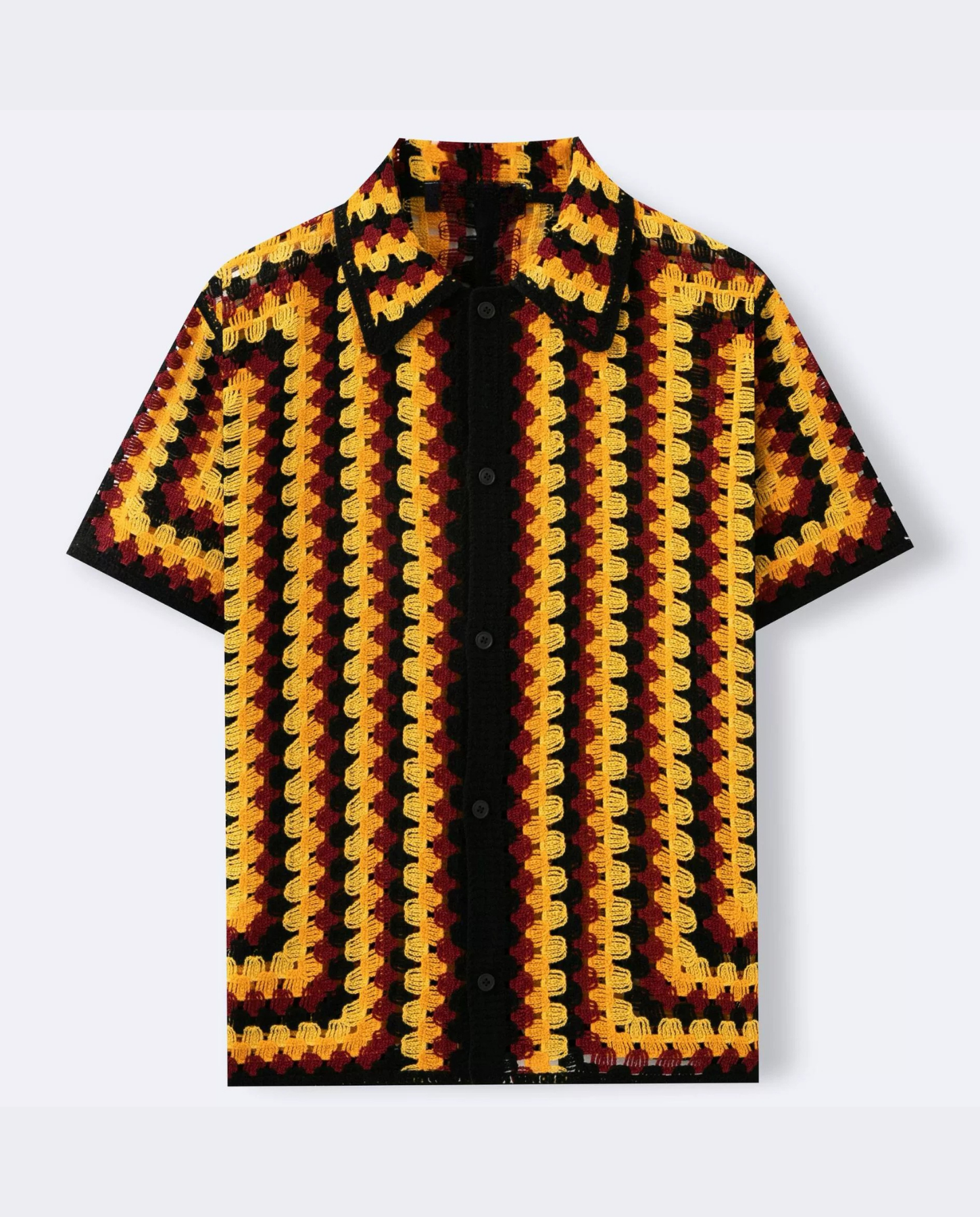 Emil – Bold crochet stripes – Button-up shirt-10174976885079-Cedar Noire