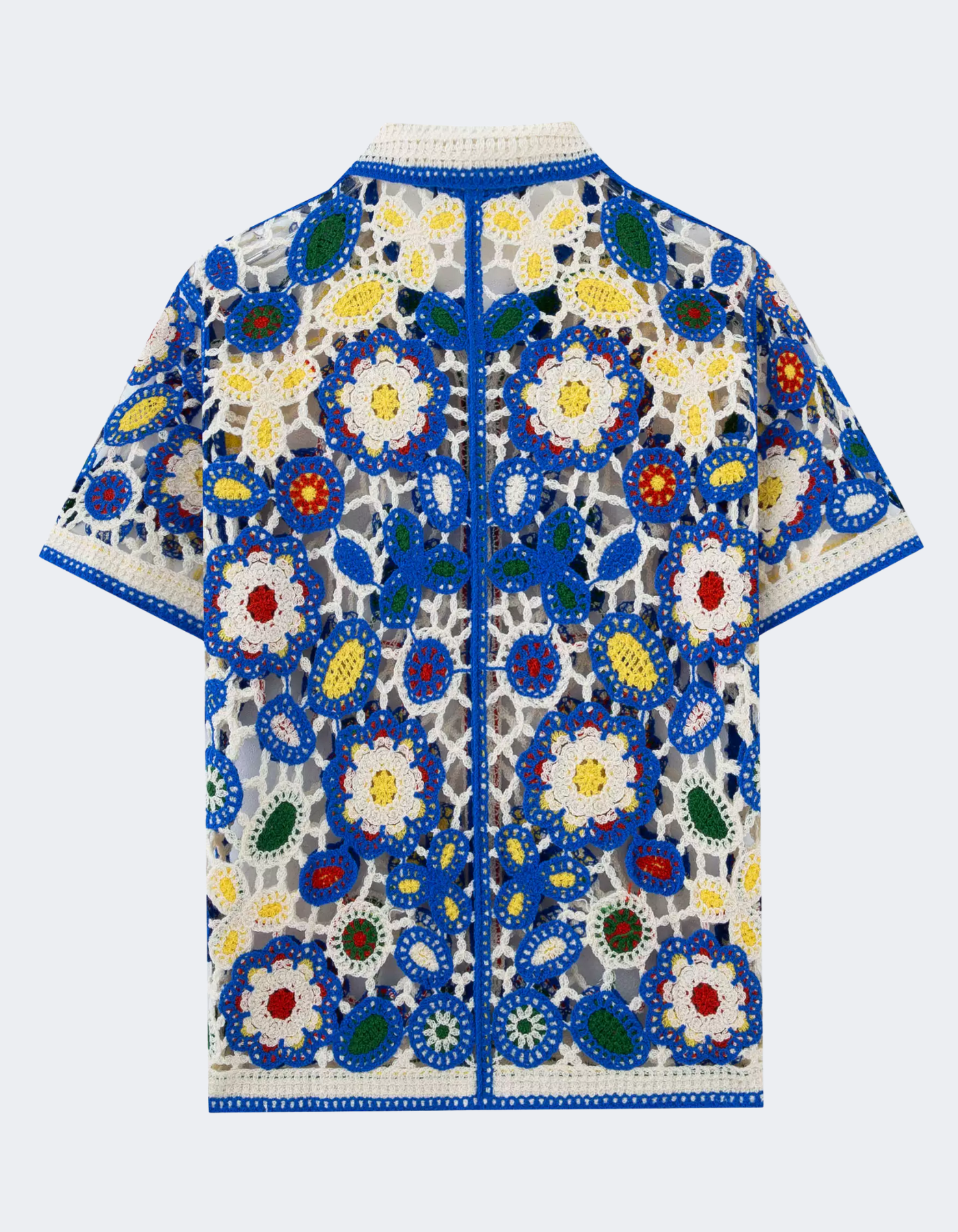 Fiorello – Vibrant crochet floral – Button-up shirt-10174963155287-Cedar Noire