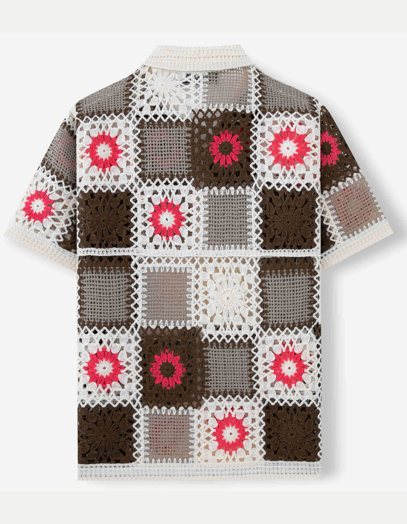 Floriano – Retro crochet patchwork – Button-up shirt-10174969938263-Cedar Noire