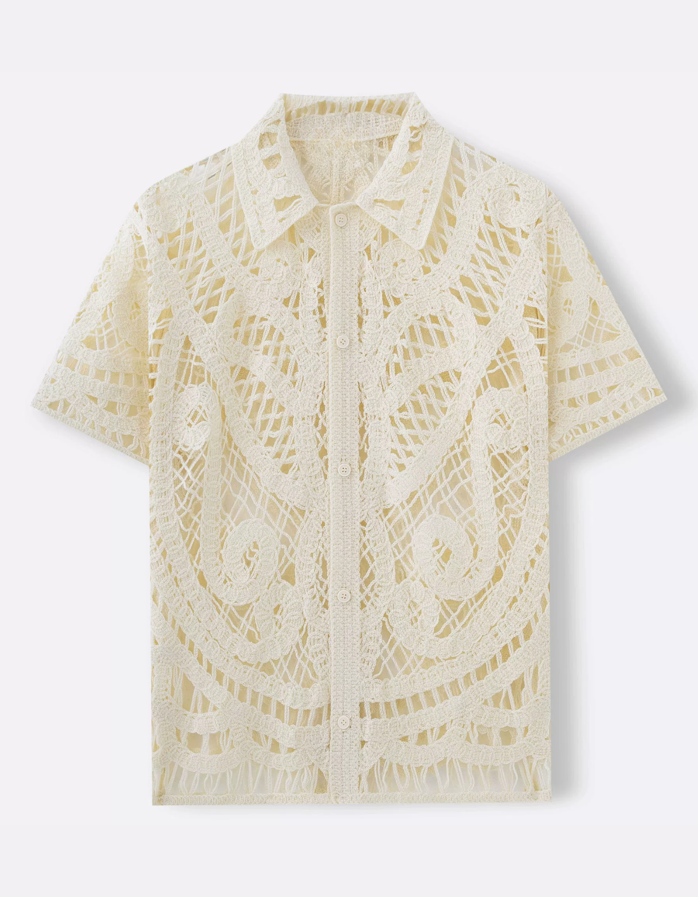 Giovanne – Intricate crochet design – Button-up shirt-10175020073303-Cedar Noire
