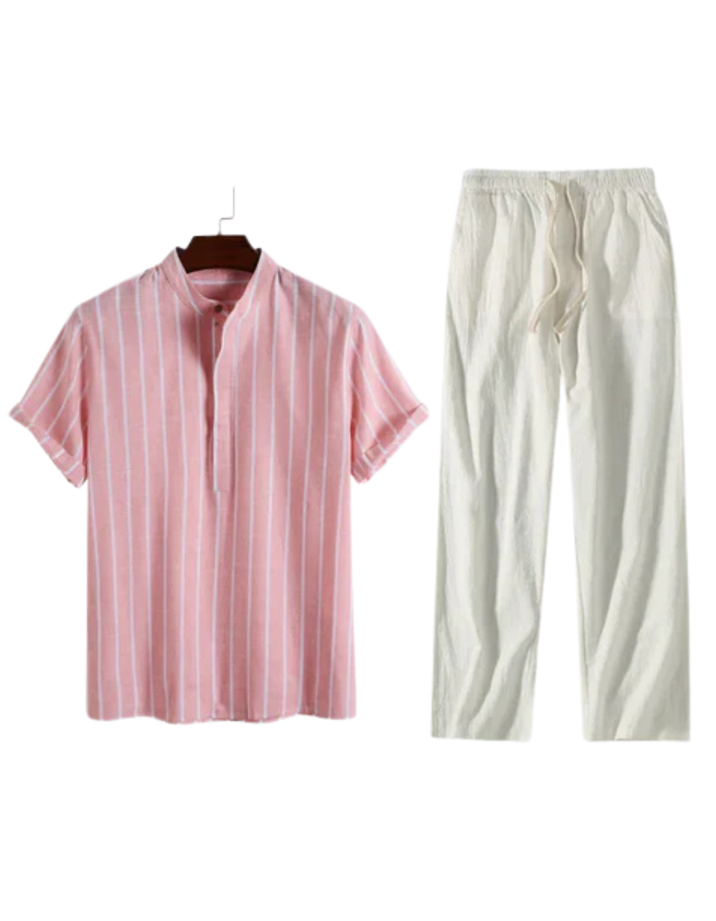 Marley – Relaxed Set – Striped Polo Shirt & Trousers Set-10133595980119-Cedar Noire