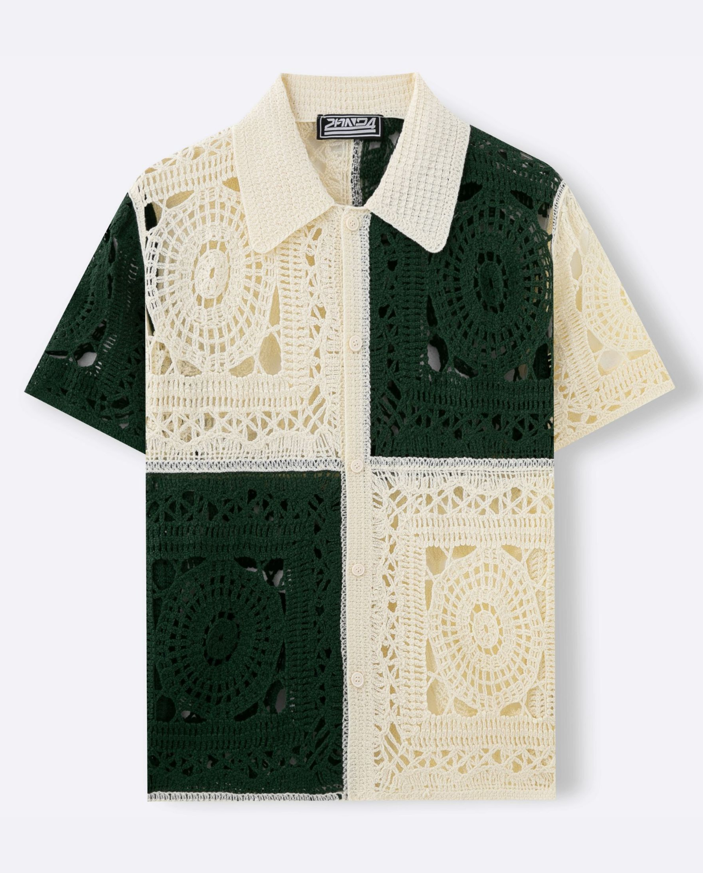 Marrone – Crochet patchwork – Short-sleeve shirt-10174950998359-Cedar Noire
