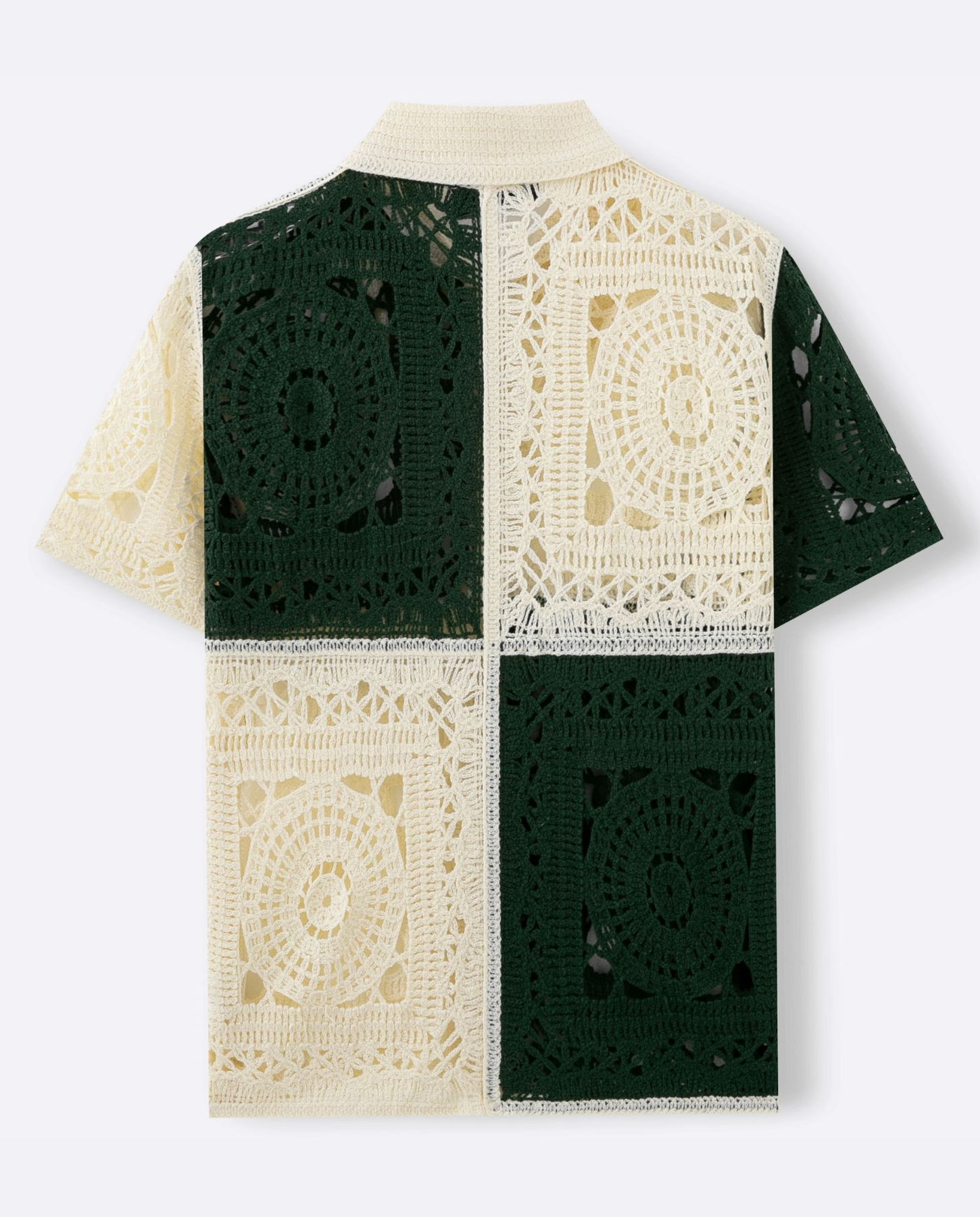 Marrone – Crochet patchwork – Short-sleeve shirt-10174950998359-Cedar Noire