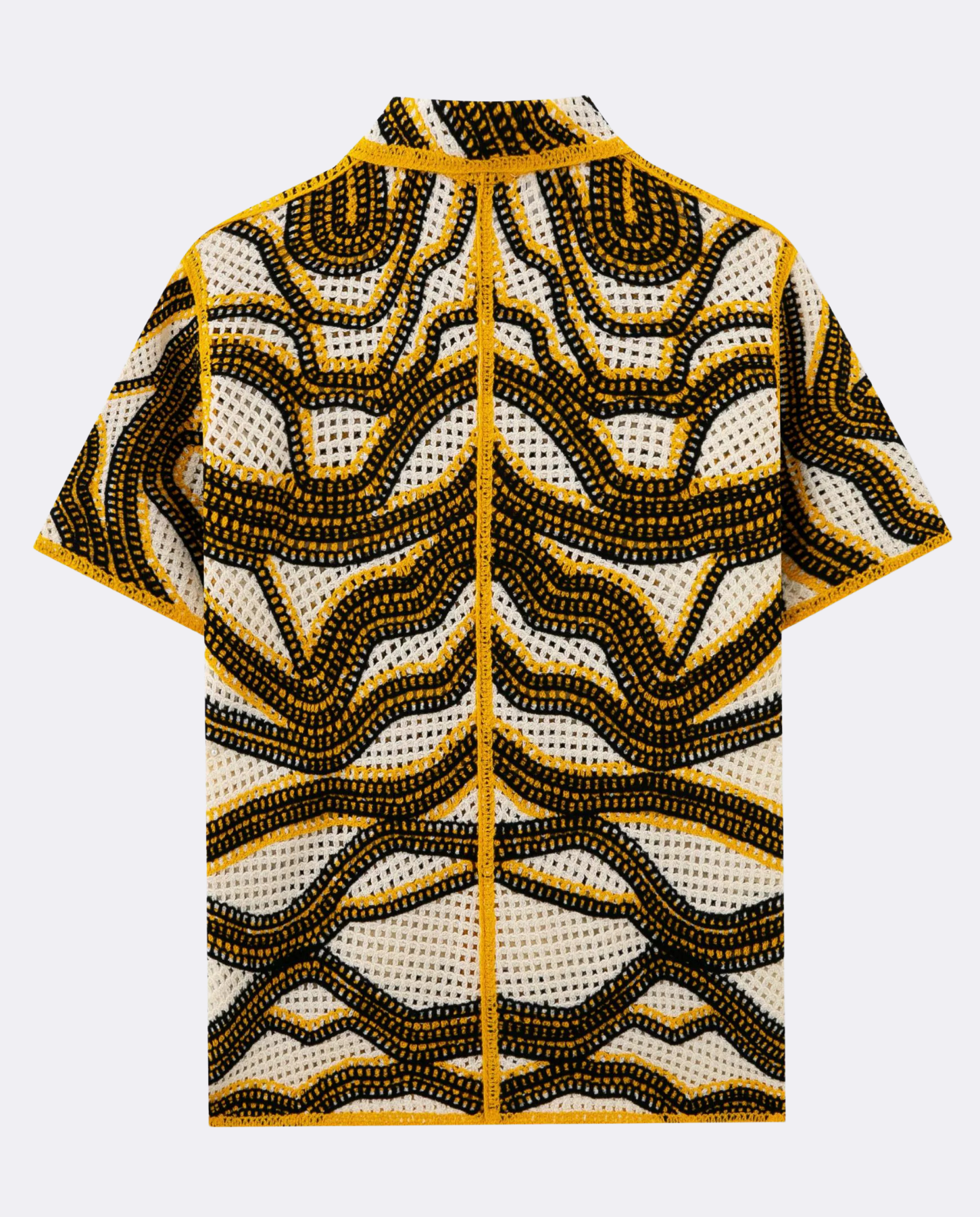 Mattias – Bold geometric crochet design – Button-up shirt-10175029182807-Cedar Noire