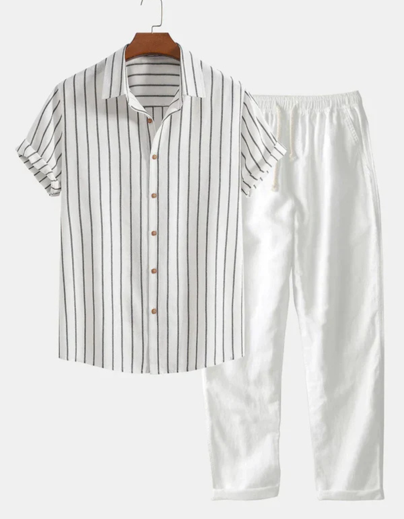 Rex – Old Money Striped Set – Shirt & Trousers Set-10133596307799-Cedar Noire