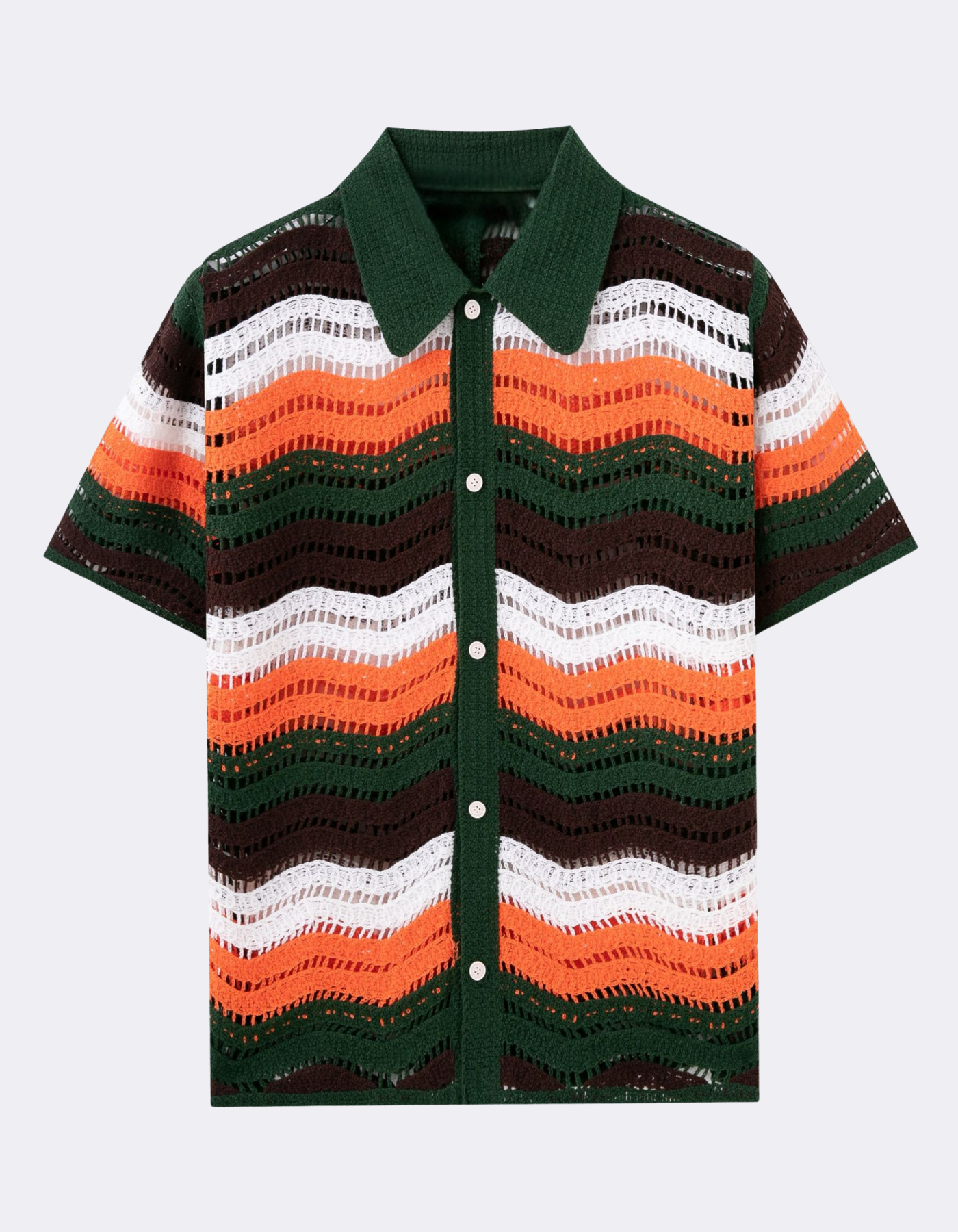 Rivallo – Wavy stripe knit – Crochet shirt-10174611751255-Cedar Noire